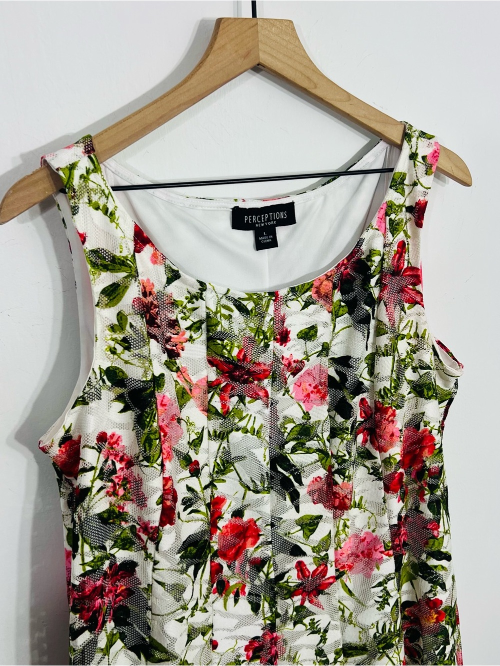 Perceptions Size L New York Floral Lace Fit & Flare Sleeveless Dress Zip Lined - Picture 4 of 7